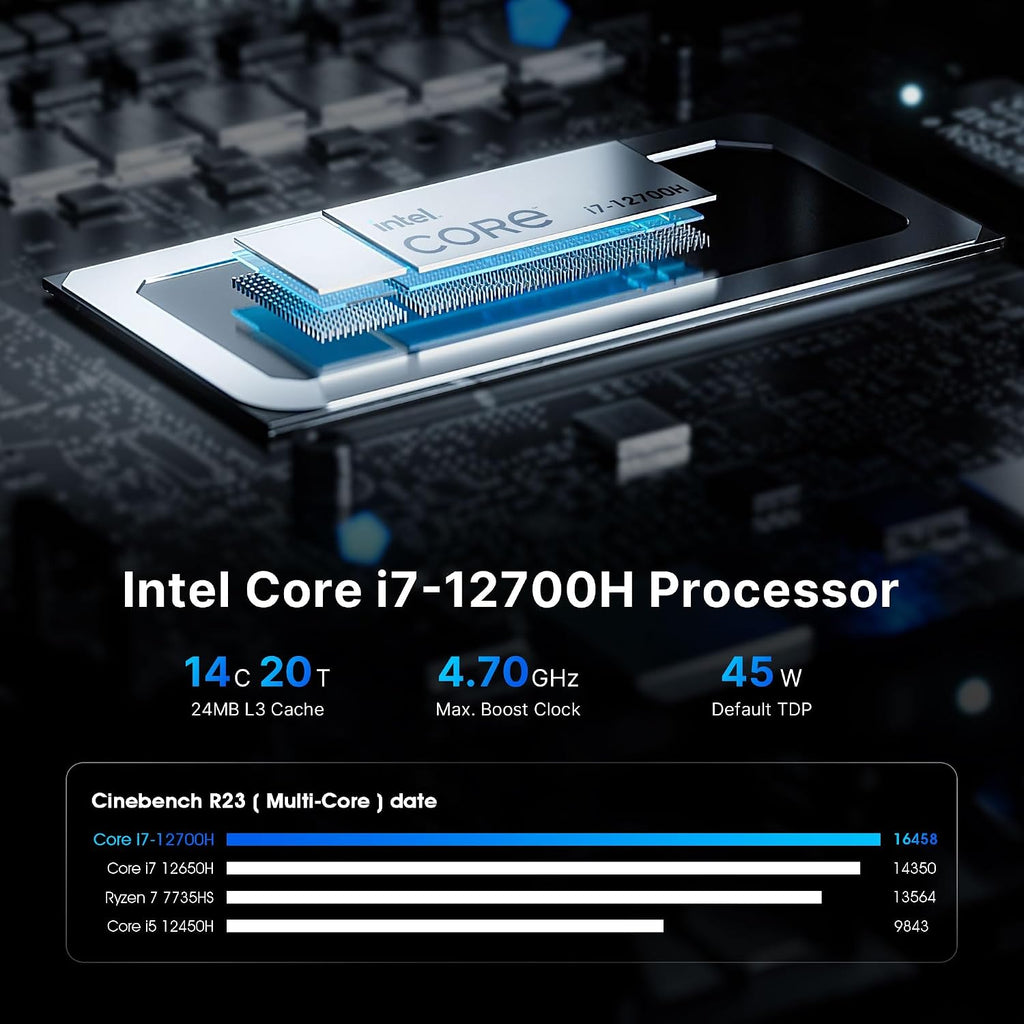 BOSGAME P2 Mini PC, Intel Alder Lake Core I7 12700H W 11 Pro Mini Computers, USB4(Support Thunderbolt 4), 32GB DDR4, 512GB NVMe SSD, Dual 2.5GbE LAN, WiFi 6E, Bluetooth 5.2