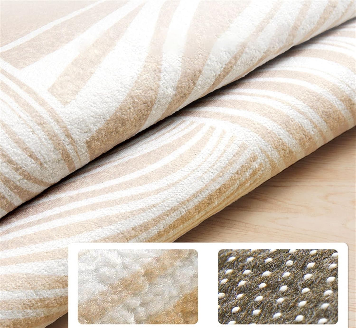 Round Office Chair Mat for Hardwood Floor Computer Gaming Rolling Chair Mat Floor Protector Mat Desk Rug Wood Tile Protection Mat for Office Home, Beige White, Diameter 56'