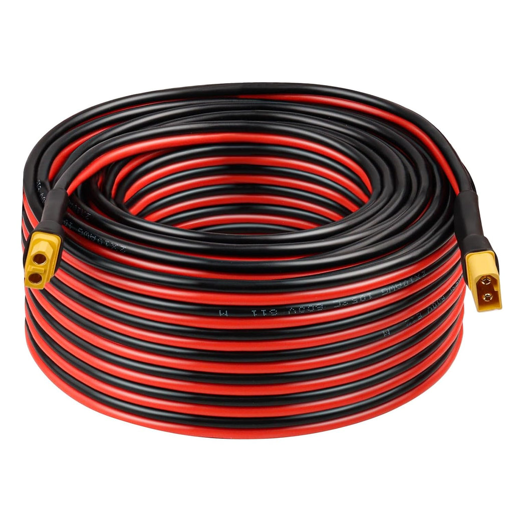 10AWG 75FT XT60 Extension Cable 2 3 5 10 15 20 25 30 35 40 50 75 100FT XT60 Female to Male Connector for Portable Power Station Solar Panel RC Battery