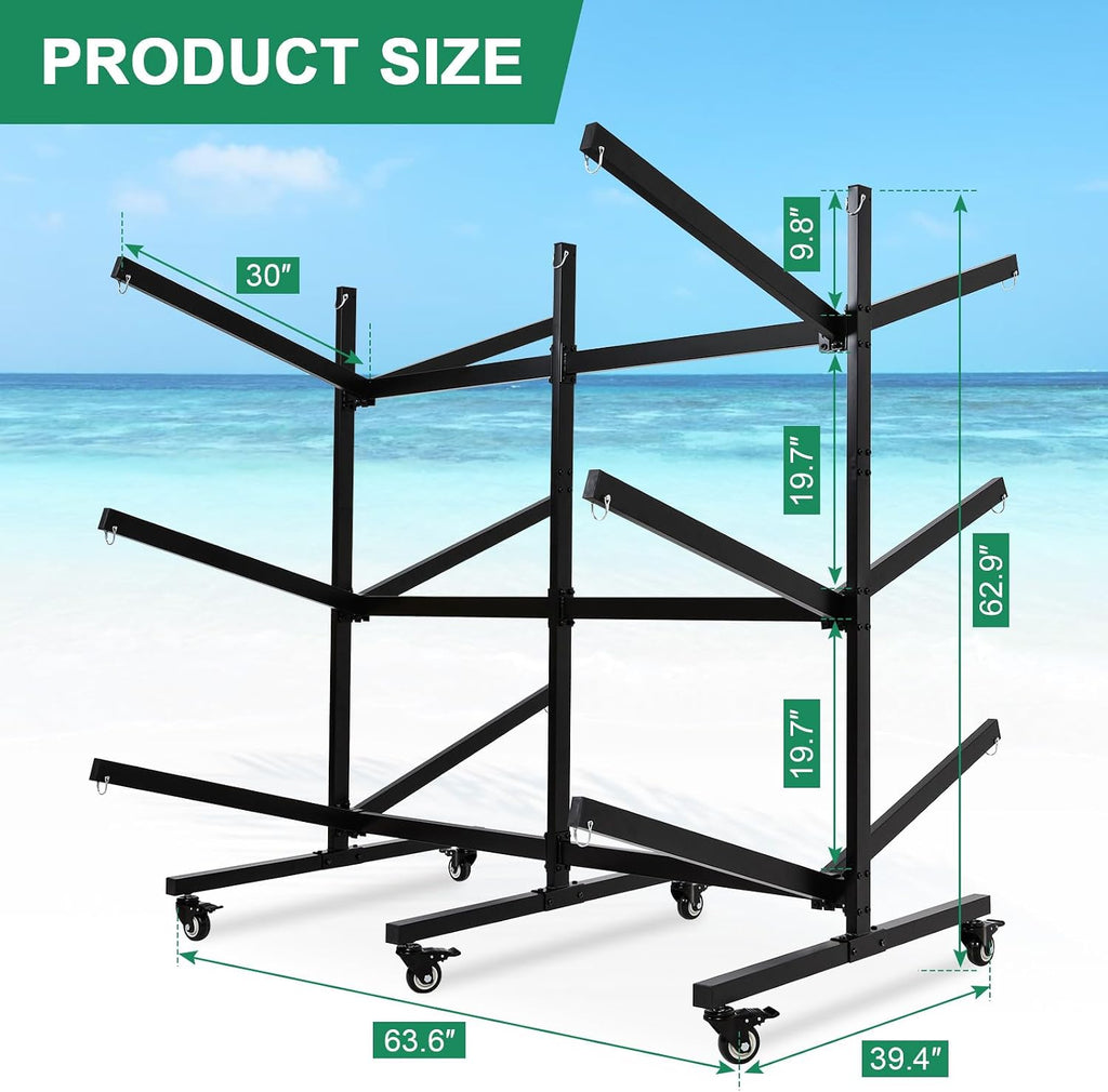 Kayak Storage Rack with Lockable casters,Thickened Heavy Duty Kayak Stand, for Indoor, Outdoor, Garage, shed, Marina Kayak Storage Racks