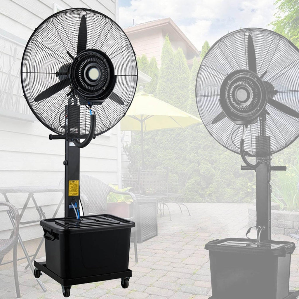 Misting Fan Portable 26' 30' Adjustable Oscillating Cooler with Wheels Industrial Mister Fans for Outside Patio, Standing Fan for with 11 Gallon/42L Water Tank, 3 Cooling Speeds(26in(650mm))