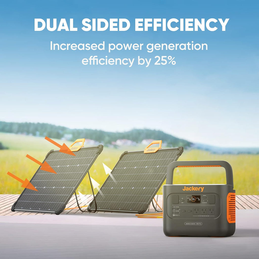Jackery SolarSaga 80, Dual-Sided Panels Enhanced Power Generation Efficiency of 25%, IP68 Waterproof and Dustproof, Simple & Speedy Setup, Compatible with all Jackery Power Stations(Renewed)