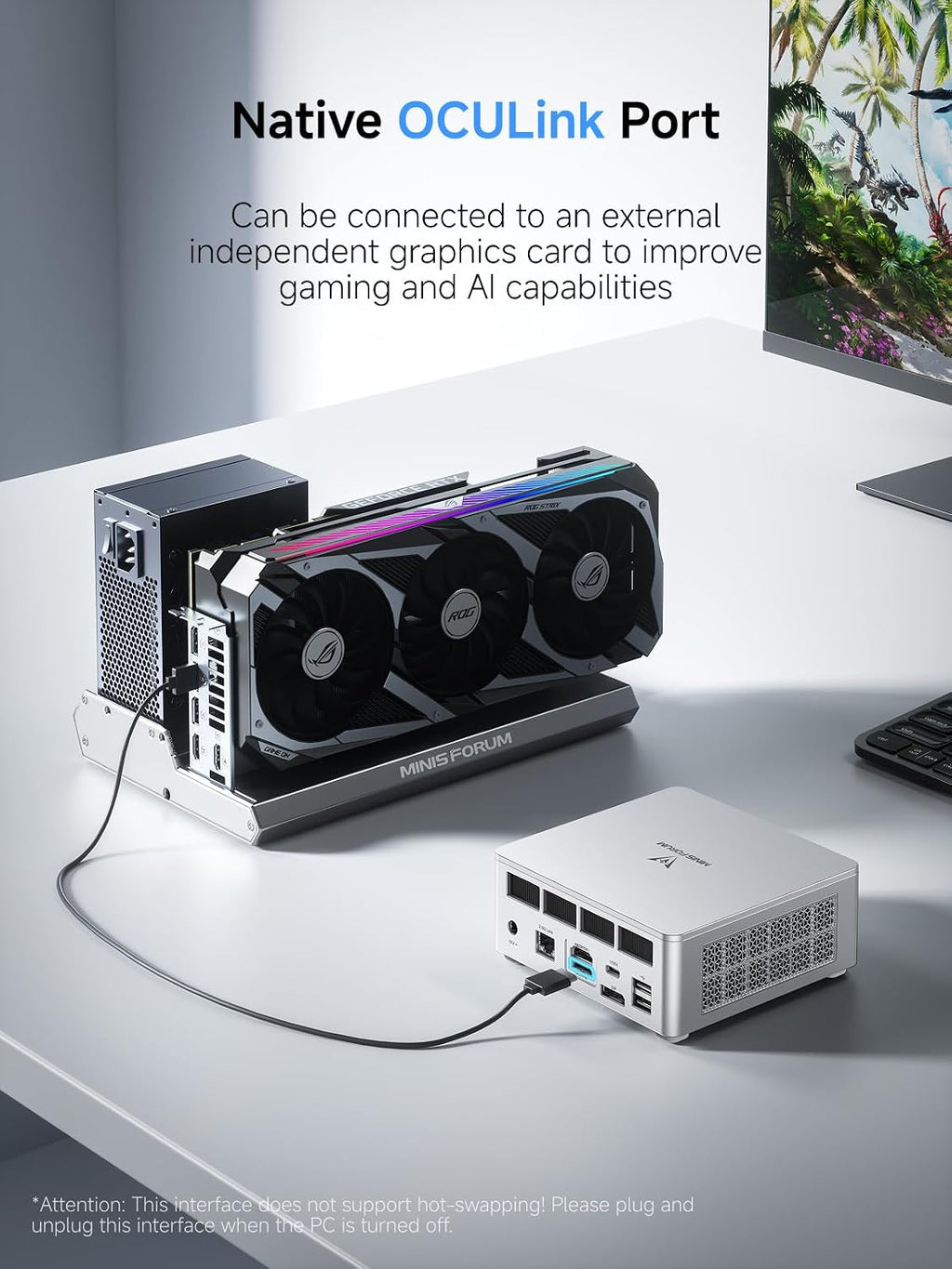 MINISFORUM UM880 Plus Mini PC Barebone AMD Ryzen 7 8845HS(8C/16T, Up to 5.1GHz), Micro PC Without RAM/SSD/OS, HDMI/DP/USB4 Video Output, OCuLink, 2.5G LAN, 780M Graphics (Renewed)