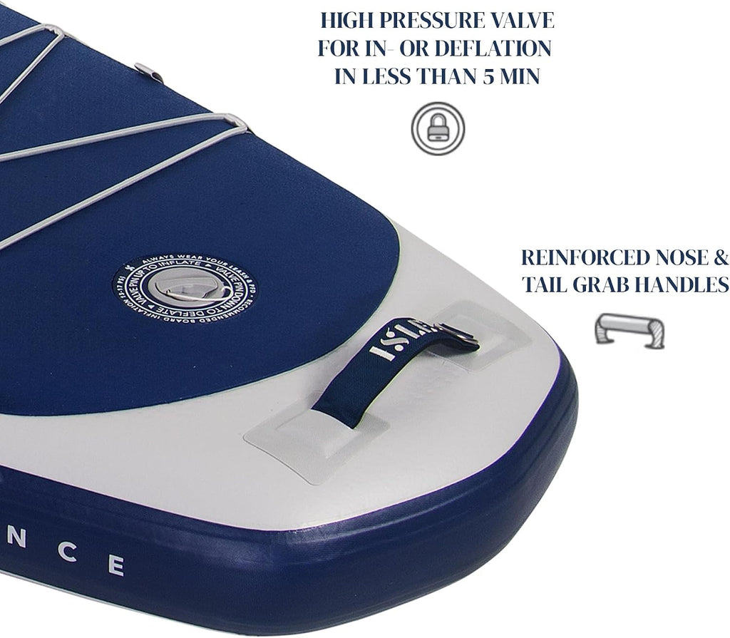 ISLE Pioneer Inflatable Stand Up Paddle Board, Incl. Coil Leash, Touring Fin, Travel Backpack, Hand Pump, Paddle - Beginner Friendly SUP - max. 285 lbs - 10'6'' Inflatable Paddle Boards for Adults
