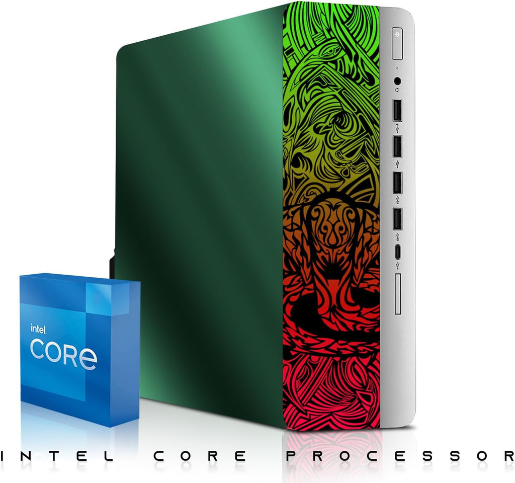 TechMagnet HP Emerald Green Cobra Edition RGB Gaming Desktop PC,Intel Core i7,16GB DDR4 RAM,512GB SSD,GT 1030 Graphics Card,24 Inch Curved Monitor,RGB Kit,Webcam,Windows 11 (Renewed)