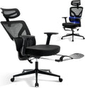 Office Chair Ergonomic Desk Chair - Home Mesh Chair with Adjustable Footrest Lumbar Support, High-Back Computer Gaming Chair with Headrest 3D Armrests, Rolling Swivel Task Chairs for Home, Office