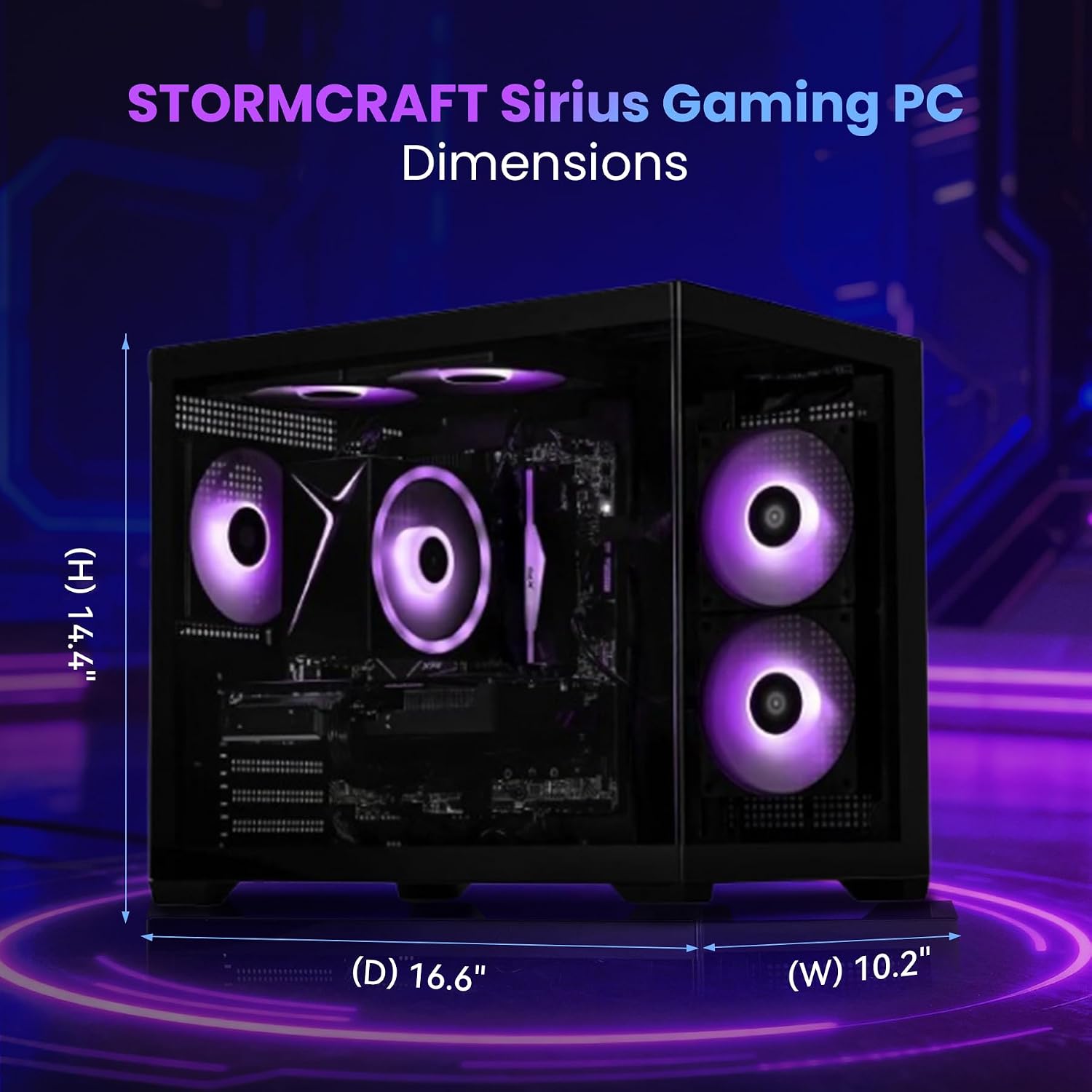 STORMCRAFT Sirius AI Gaming Desktop, Intel i5 14400F, Arc B570 10GB GDDR6 Supports 1440P Gaming, 16GB DDR4 RGB Memory, 1TB NVMe SSD, VR Ready PC Gamer