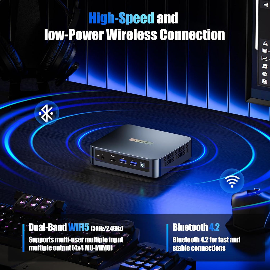 Trycoo WI6 Mini PC Computer Alder Lake N95(Up to 3.4GHz), 8GB DDR4 256GB SSD, Desktop Mini Computer 4K Triple Display, Type-C, Dual HDMI, RJ45 LAN Ethernet, WiFi5, BT4.2 for Office, Home, Business