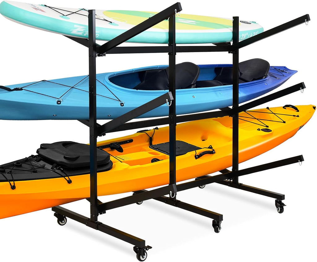 Kayak Storage Rack with Lockable casters,Thickened Heavy Duty Kayak Stand, for Indoor, Outdoor, Garage, shed, Marina Kayak Storage Racks