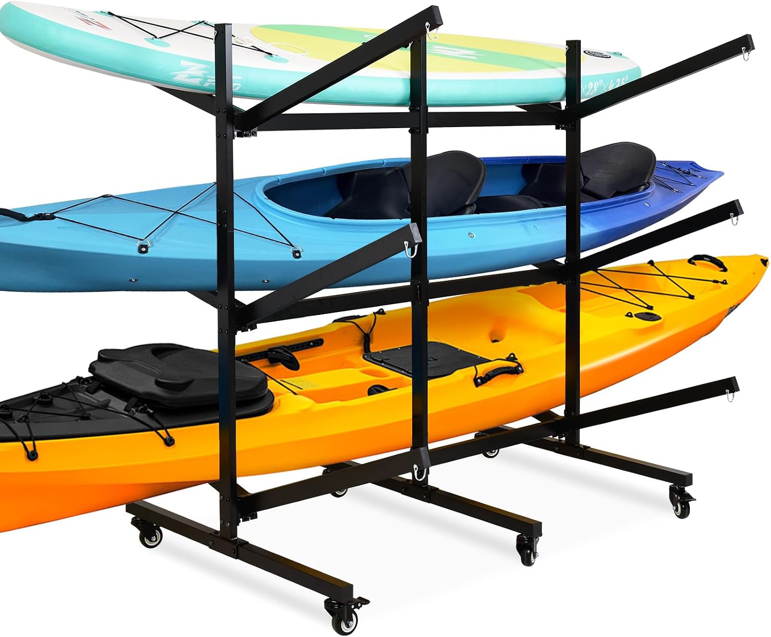 Kayak Storage Rack with Lockable casters,Thickened Heavy Duty Kayak Stand, for Indoor, Outdoor, Garage, shed, Marina Kayak Storage Racks