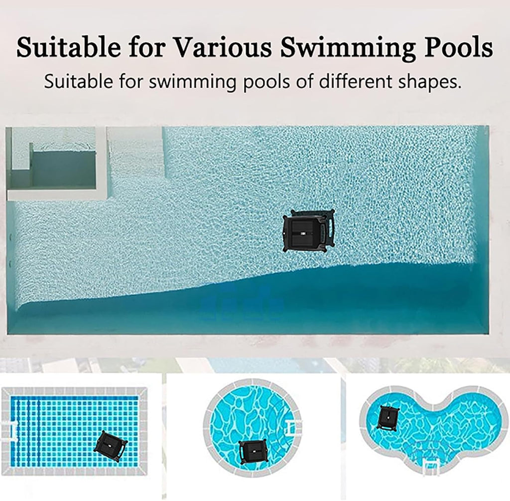 Solar Pool Skimmer, Pool Robot, Cordless Pools Vacuum, Pools Vacuum with Wall Climbing, Intelligent Route Planning, for All Types & Water Surface Cleaning