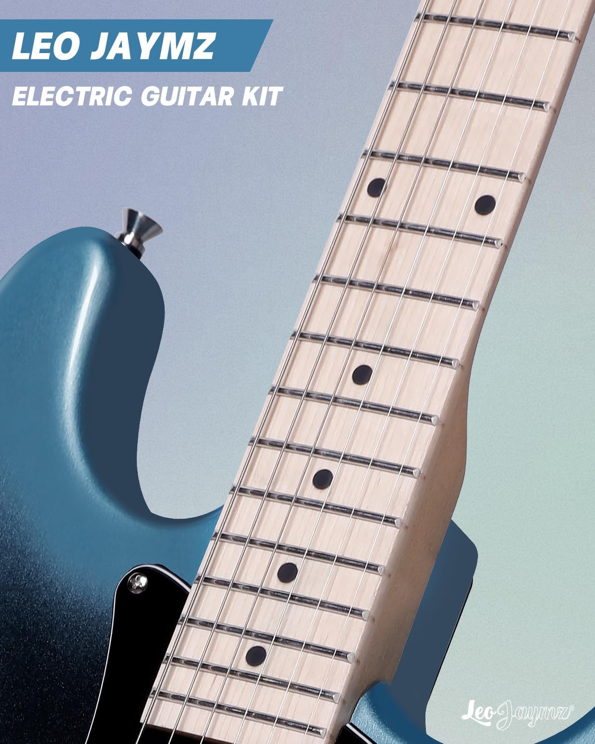 Leo Jaymz 39' Full Size ST Style Electric Guitar Starter Kit with SSS Pickups, 5W Portable Amp, Tuner, Gig Bag, Strap & Accessories(Blue Black 5W)