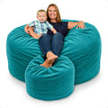 Ultimate Sack 6000 6-Foot Bean Bag Chair with Footstool, Teal Suede Cover – Oversized Foam Lounger, Floor Seat, Small Sofa, or Couch Bed for Living Area, Gaming Room, or Reading Lounge