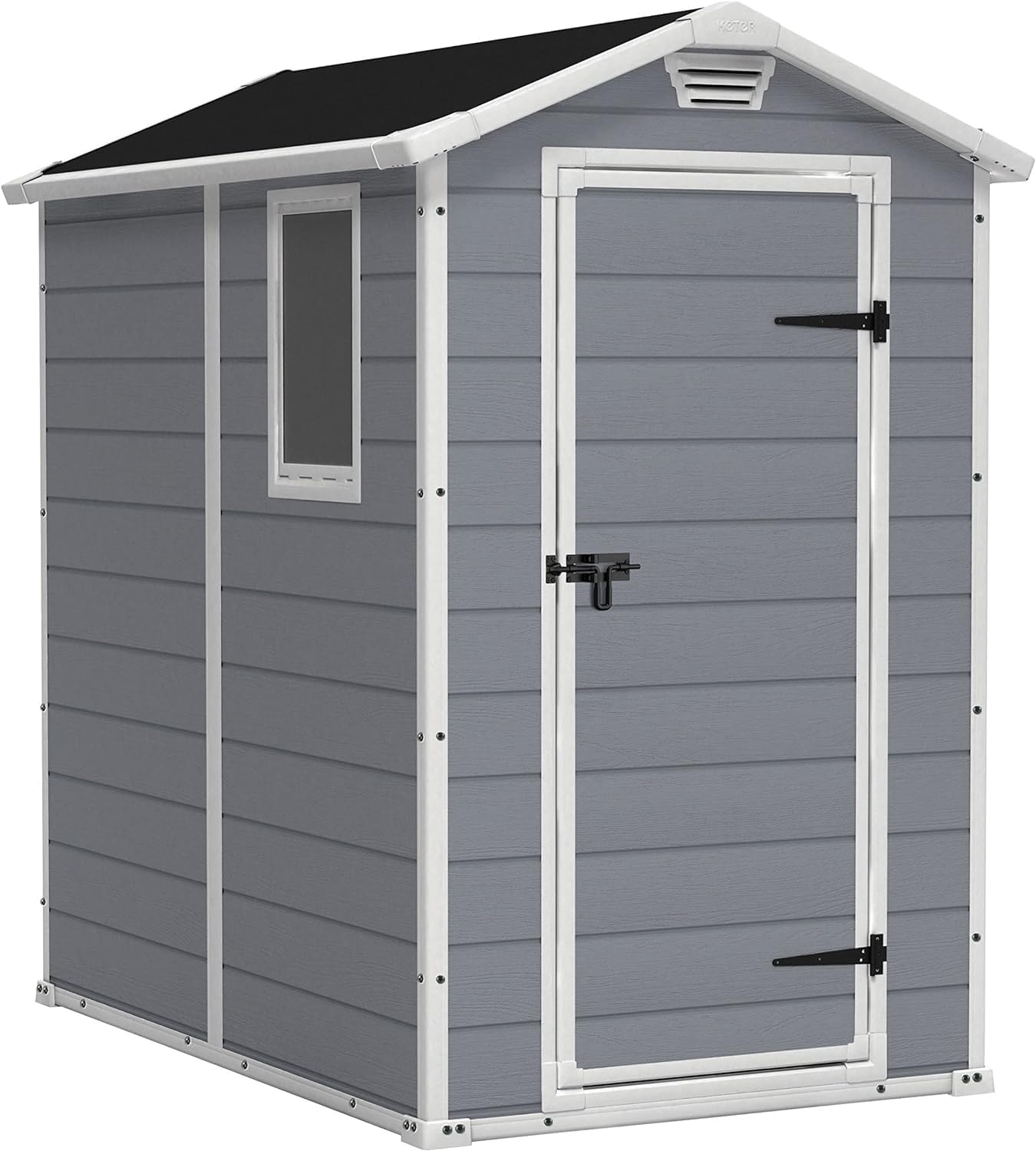 Keter Manor Outdoor Plastic Garden Storage Shed, Grey, 6 x 4 ft