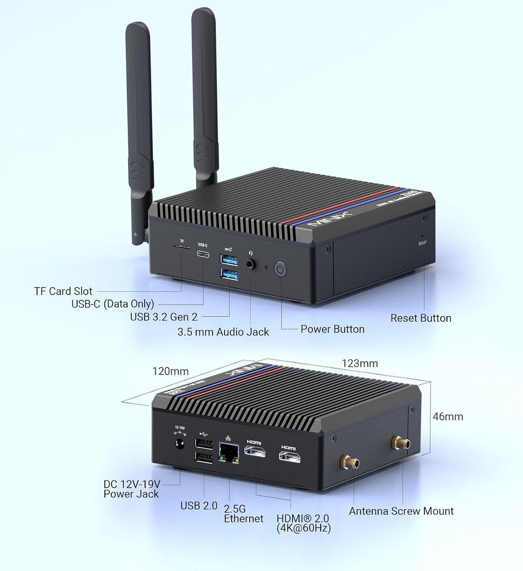 MINIX Z150-0dB Fanless Mini PC, Intel N150 (Upgraded N100), 16GB DDR4/512GB PCIe Gen3 x 4 SSD/4K Dual Display/2.5G LAN/USB-C/Windows 11 Pro/Auto Power On, for Home Office Industrial and Commercial