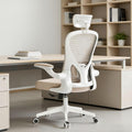 Ergonomic Office Chair with Adjustable Flip-Up Armrests & Lumbar Support - Thickened Cushion Desk Chair with Wheels, Comfy Home Office Computer Chair