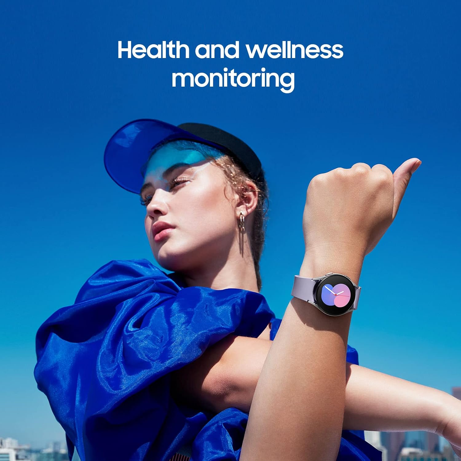 SAMSUNG Galaxy Watch 5 40mm Bluetooth Smartwatch w/Body, Health, Fitness and Sleep Tracker, Sapphire Crystal Glass, Enhanced GPS Tracking, US Version, Silver Bezel w/Purple Band (Renewed)