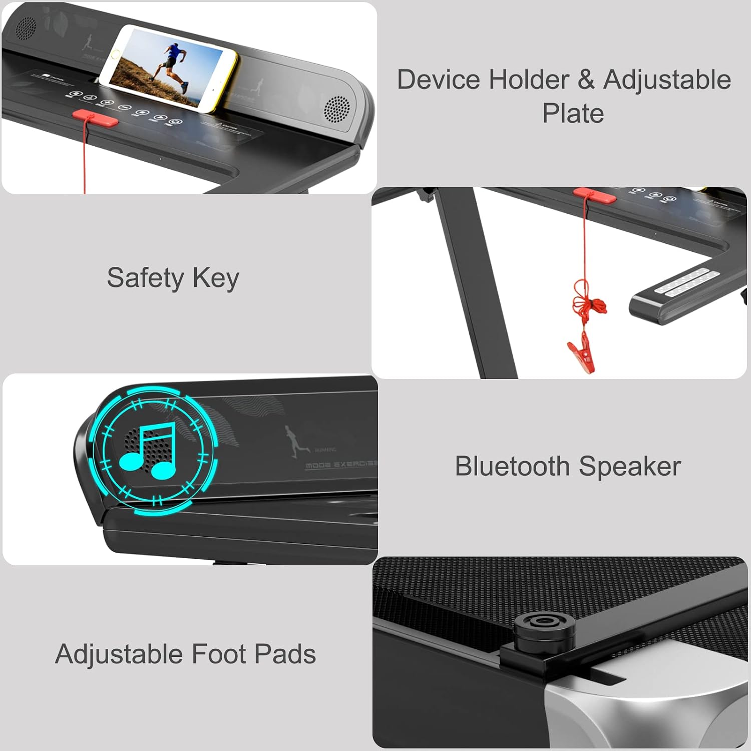 GYMAX Folding Treadmill, Smart APP Control Running Machine, LED Monitor & Adjustable Device Holder, Portable Treadmill for Home Gym Small Apartment