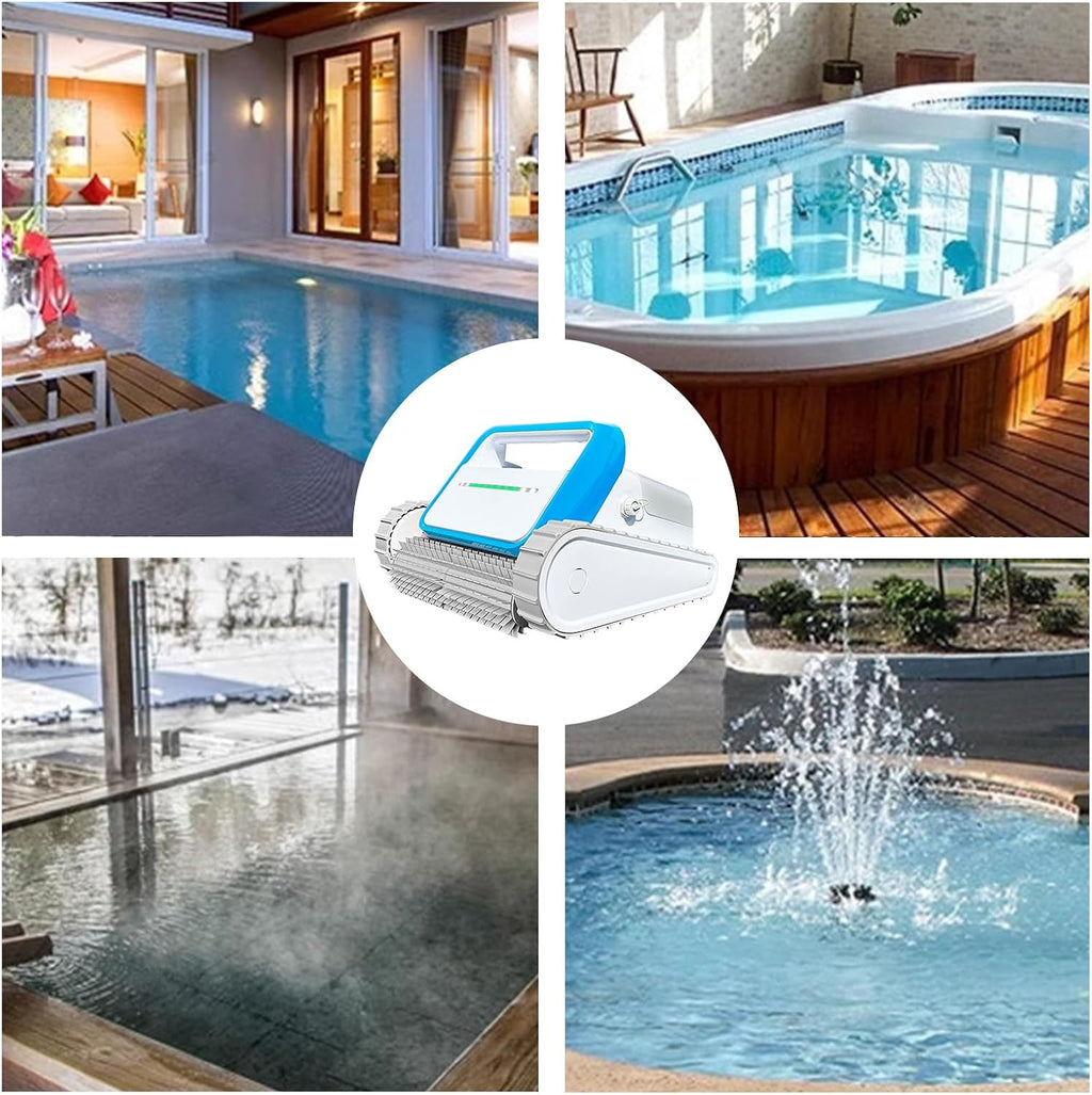 Automatic Pool Cleaner,Pool Cleaning Robot with Wall Climbing,Cordless Robotic Pool Vacuum,Suitable for Walls and Floors of 2690 Square Feet Pool(Color:Blue)