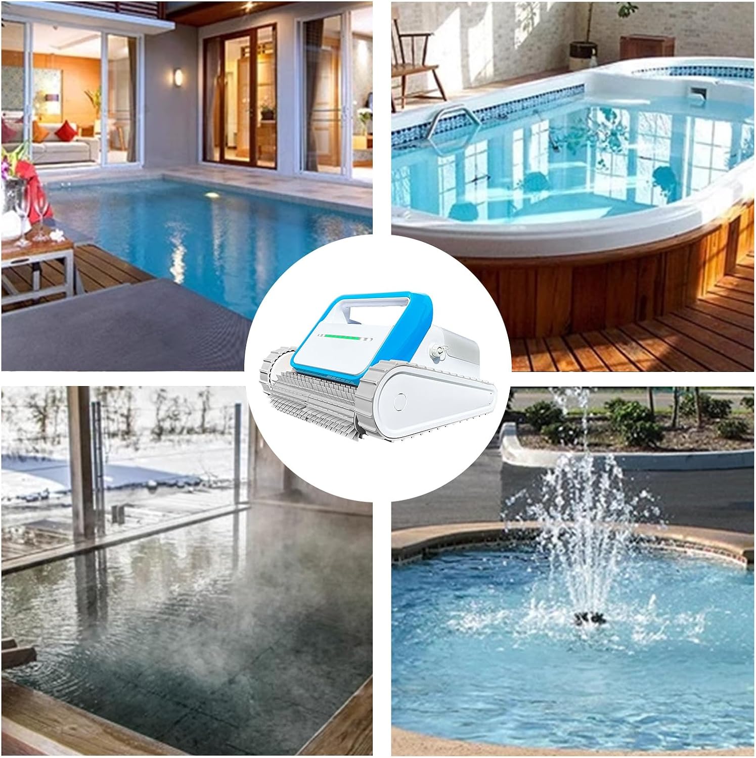 Automatic Pool Cleaner,Pool Cleaning Robot with Wall Climbing,Cordless Robotic Pool Vacuum,Suitable for Walls and Floors of 2690 Square Feet Pool(Color:Blue)