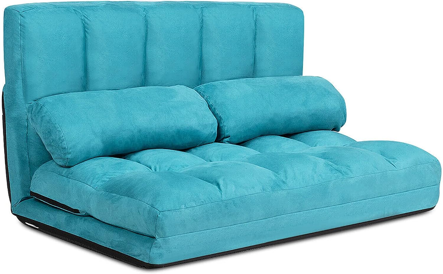 DORTALA Foldable Floor Sofa, 6-Position Adjustable Lounge Couch with 2 Pillows & Suede Cloth Cover, Modern Lounge Mattress Video Gaming Lazy Couch, Suede Floor Seating Sofa, 71' x 44.5', Blue