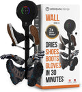 Hedgehog Portable Shoe Dryer and Deodorizer for Sneakers Wall Mounted, Gloves & Mittens, Rapid 4 Pair Shoes Dryer, Turbocharged Drying, Silent & Tornado Mode, Adjustable Heat Blower, Black