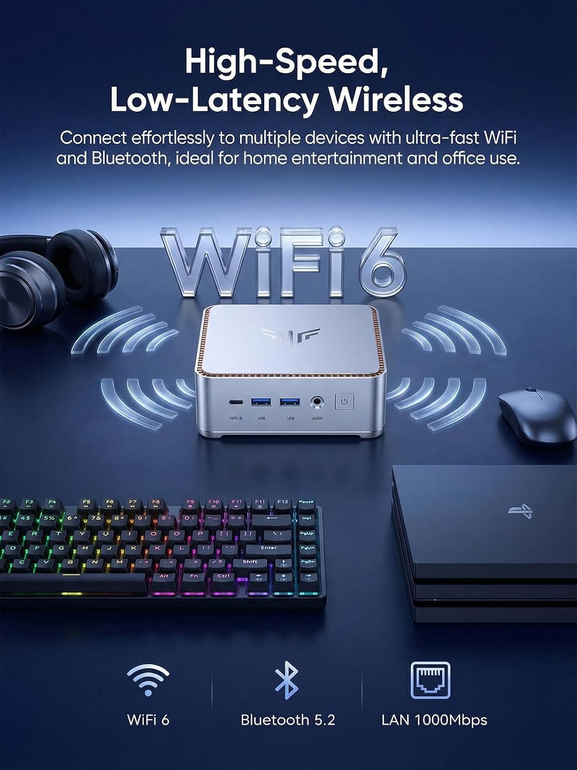 KAMRUI Hyper H2 Mini PC with Intel Core 14450HX (10C/16T, up to 4.8GHz), 32GB RAM 1TB NVMe SSD, Triple 4K, HDMI, DP, USB-C, Ethernet, Mini Desktop Computer for Office, Business, Gaming