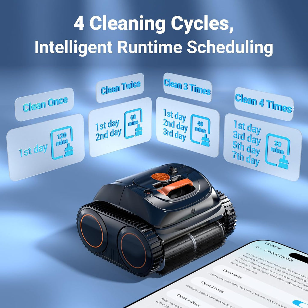 Pool Vacuum for Inground Pools, 4-in-1 Cordless Robotic Pool Cleaner for Above Ground Pools,Triple-Motors,Wall & Waterline Cleaning, App Support, OTA Upgrade up to 1,614 Sq.ft