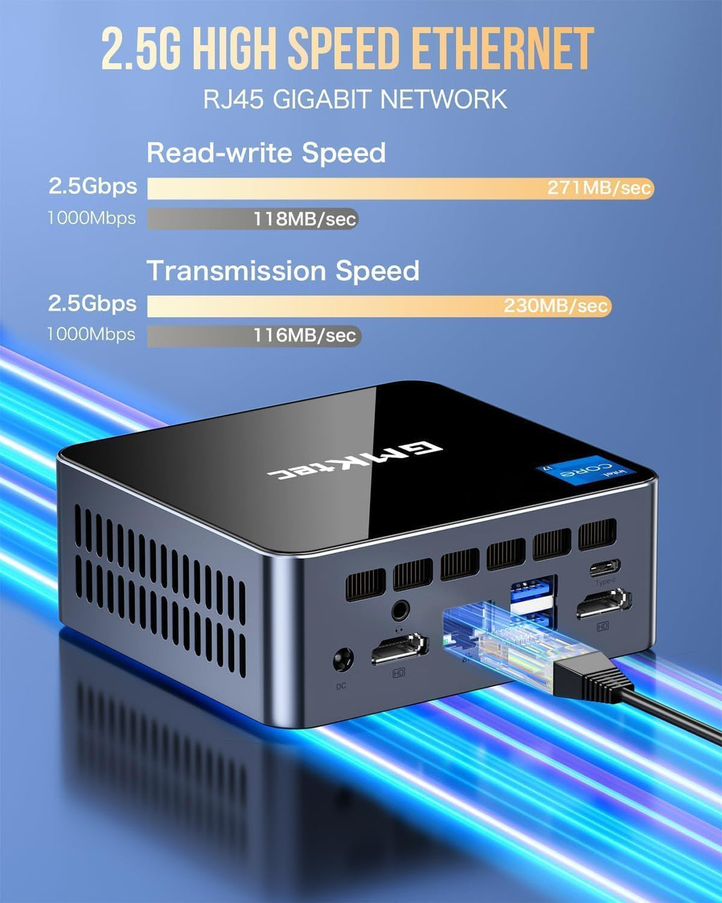 GMKtec Mini PC Intel Core i7-1195G7 (up to 4.8 GHz) 32GB DDR4 1TB SSD Desktop Mini Computers WiFi 6, BT 5.2/ DP, HDMI/RJ45 2.5G/USB4.0