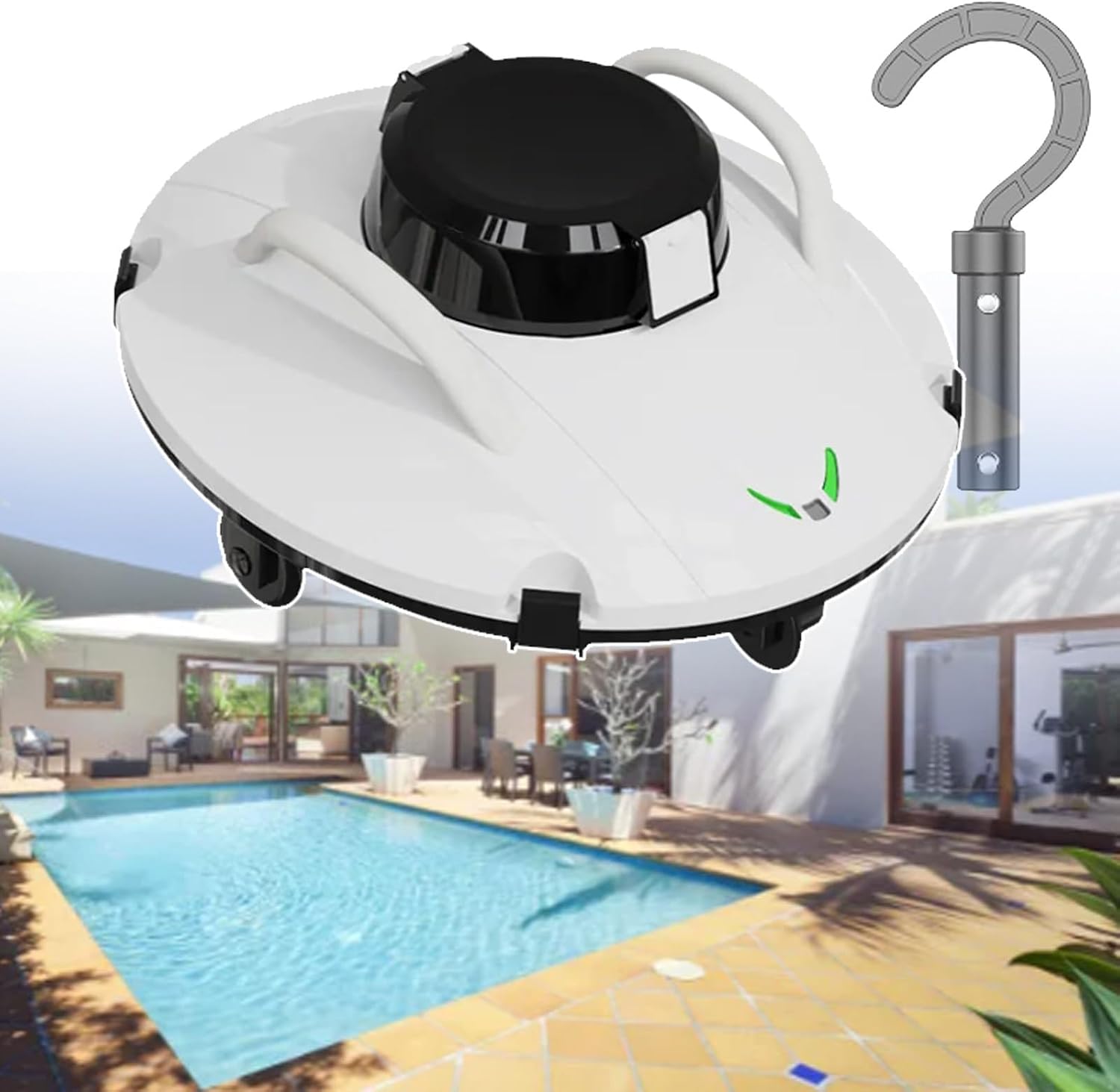Cordless Robotic Pool Cleaner, Smart Home Pool Cleaning Robot, Self-Parking Above Ground Pool Vacuum, For In Ground Pools Up To 800 Sq.Ft
