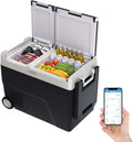 GarveeTech 51 QT Car Refrigerator, 12V Portable Electric Freezer, Dual Zone -4℉-68°F, App Control, Movable Wheels, for Camping, Picnic, Travel, Road Trip, Home, 12/24V DC & 110/240V AC