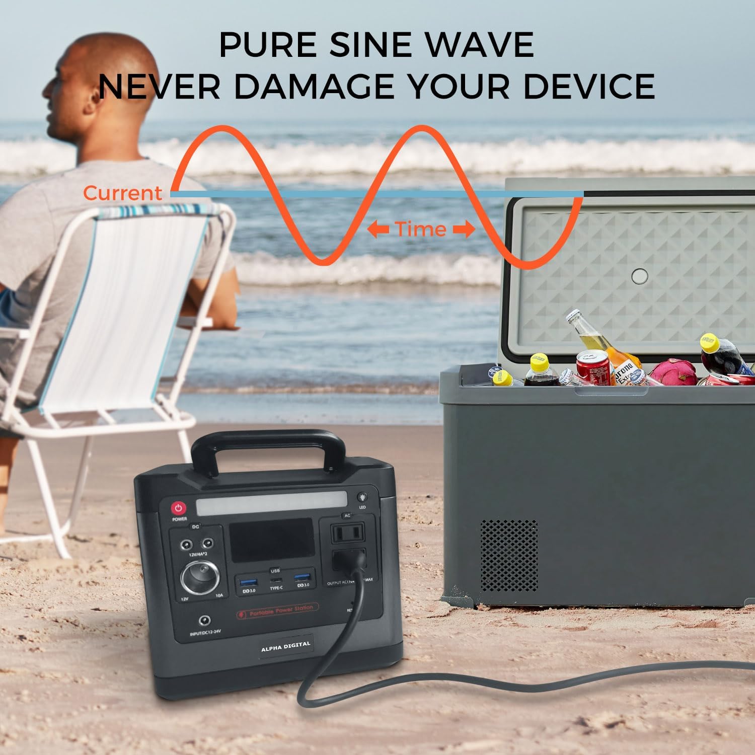320W Outdoor Portable Power Station, 298Wh/93120mAh, LiFePO4 Lithium Battery. AC Outlet, DC Output, USB QC3.0 & Type-C, LED Flashlight. for Home, Travel, Camping