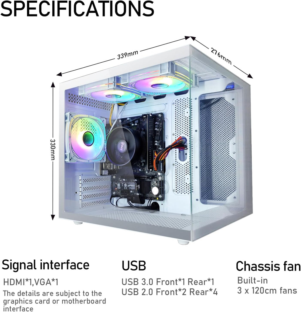 suevery Desktop Computers,16G RAM,512GB NVMe SSD,Core i5-12400F,RTX 3050 6G,Prebuilt Gaming PC,Tower Computer Gamer White WiFi 6 Home (512, GB)