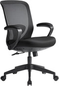 EUREKA ERGONOMIC Armis Ergonomic Office Chair with Back Support Flip up Arms, Home Office Desk Chair for Space Saving, Black, Breathable Backrest Mesh