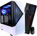 Periphio Castle Gaming PC, AMD Ryzen 5 5600GT up to 4.6 GHz with Radeon Vega 7 Graphics, 32GB RAM, 1TB NVMe SSD, WiFi, Windows 11 Desktop Computer, Black, 1080p PC Gaming, RGB Keyboard + Mouse Bundle