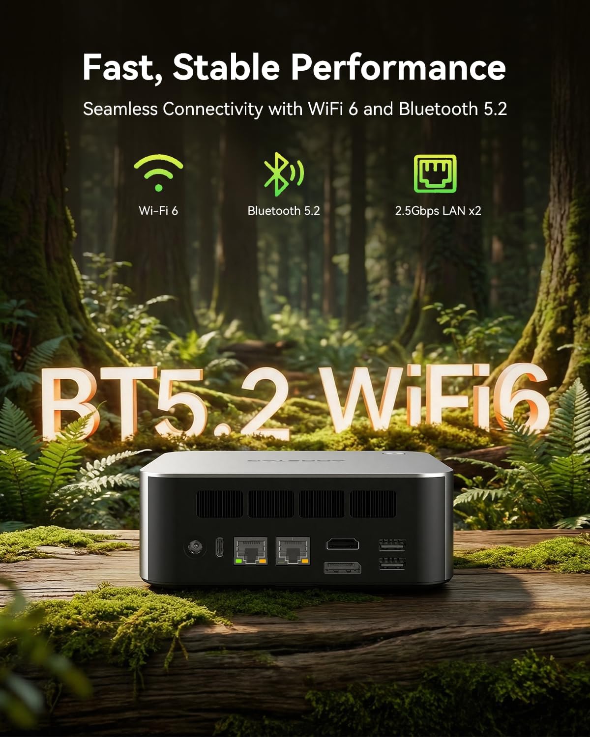 AOOSTAR MACO AMD R7 6850H Mini PC (8C/16T 4.70Ghz) with LPDDR5 6400Mhz 24GB RAM Without SSD/OS,3 *M.2 Slots; Dual 2.5G LAN; LAN Dual USB4; Supports Quad-Screen Display