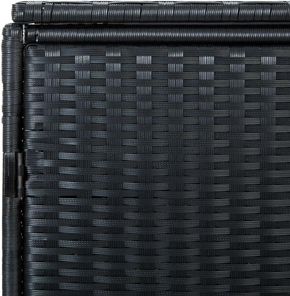 vidaXL Garbage Can Shed, Trash Bin Shed, Double Wheelie Bin Storage, Outdoor Garbage Can Enclosure for Garden Patio Lawn, Black Poly Rattan