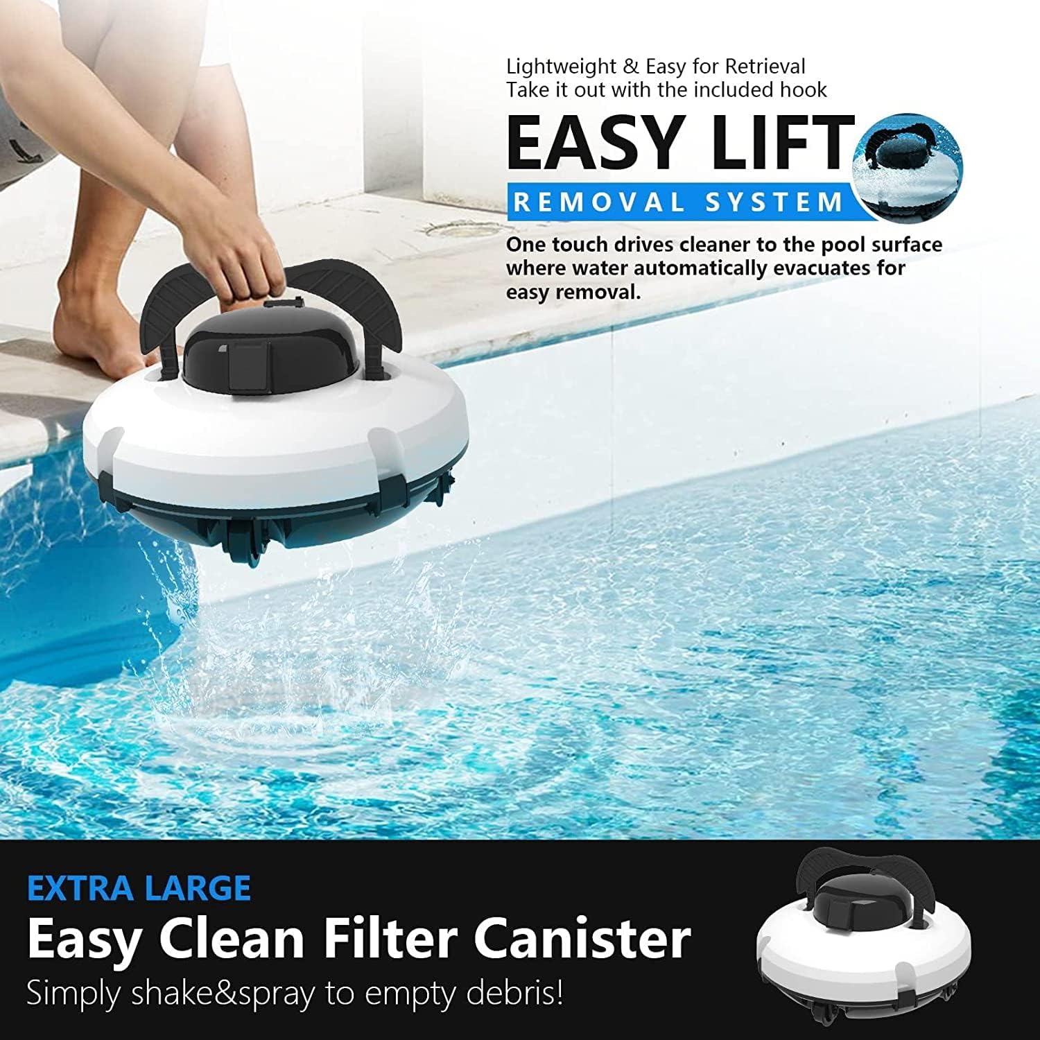 Intelligent Pool Cleaner Fully Automatic Wall Climbing Pool Cleaning Robot, Vacuum Cleaner with Ultra Fine Filters for Pool Surface