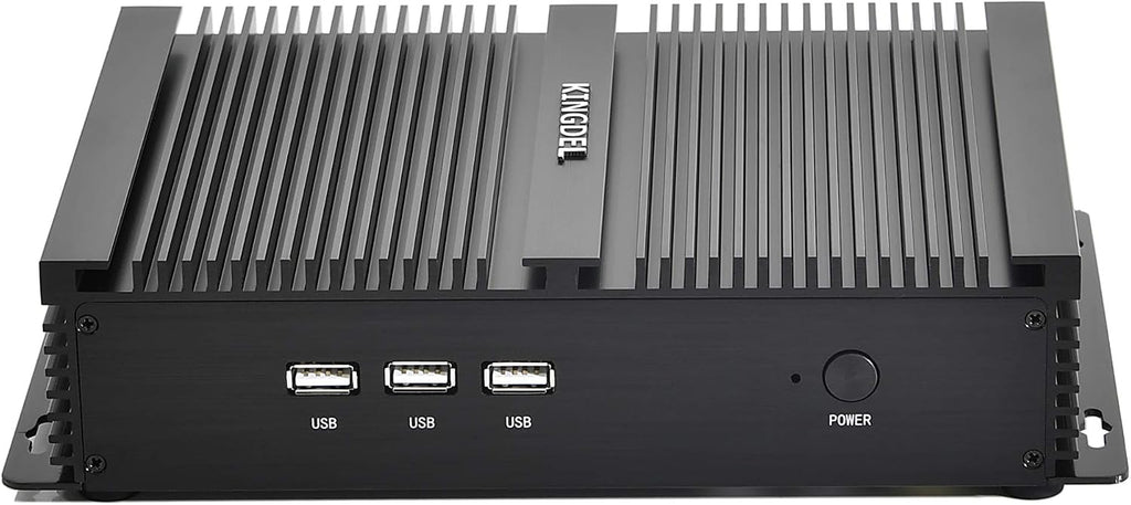 KINGDEL Fanless Mini PC, 4 Cores i5 8th Gen. CPU with Pre-Installed, 8GB DDR4 RAM 128GB SSD, 4K: 4096x2304, 2xCOM RS232, 4xUSB 3.0, HD Port, VGA Metal Case