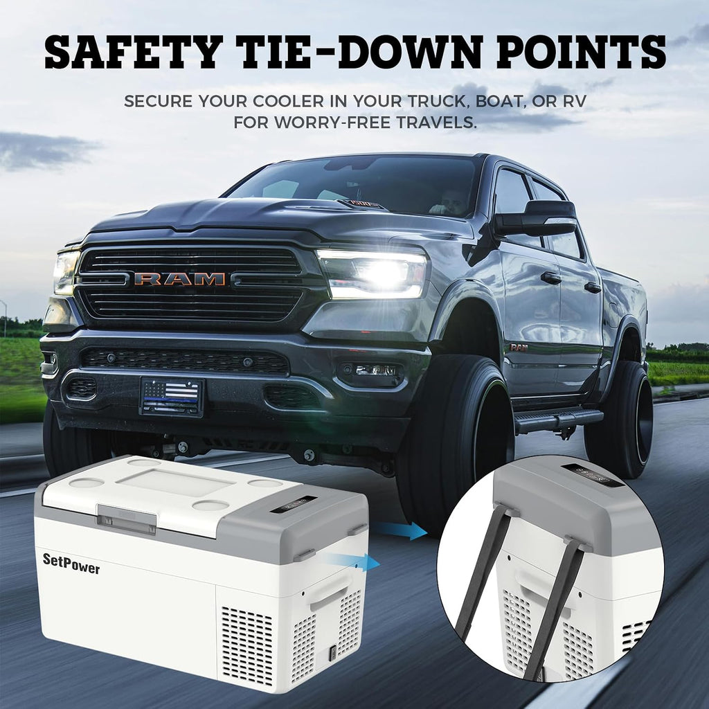 Setpower Electric Coolers with PG216 Battery Car Refrigerator, 20L/21QT 12V Refrigerator Car Fridge Portable Freezer, Plug In Cooler for Truck RV SUV Van Travel Camping, Black