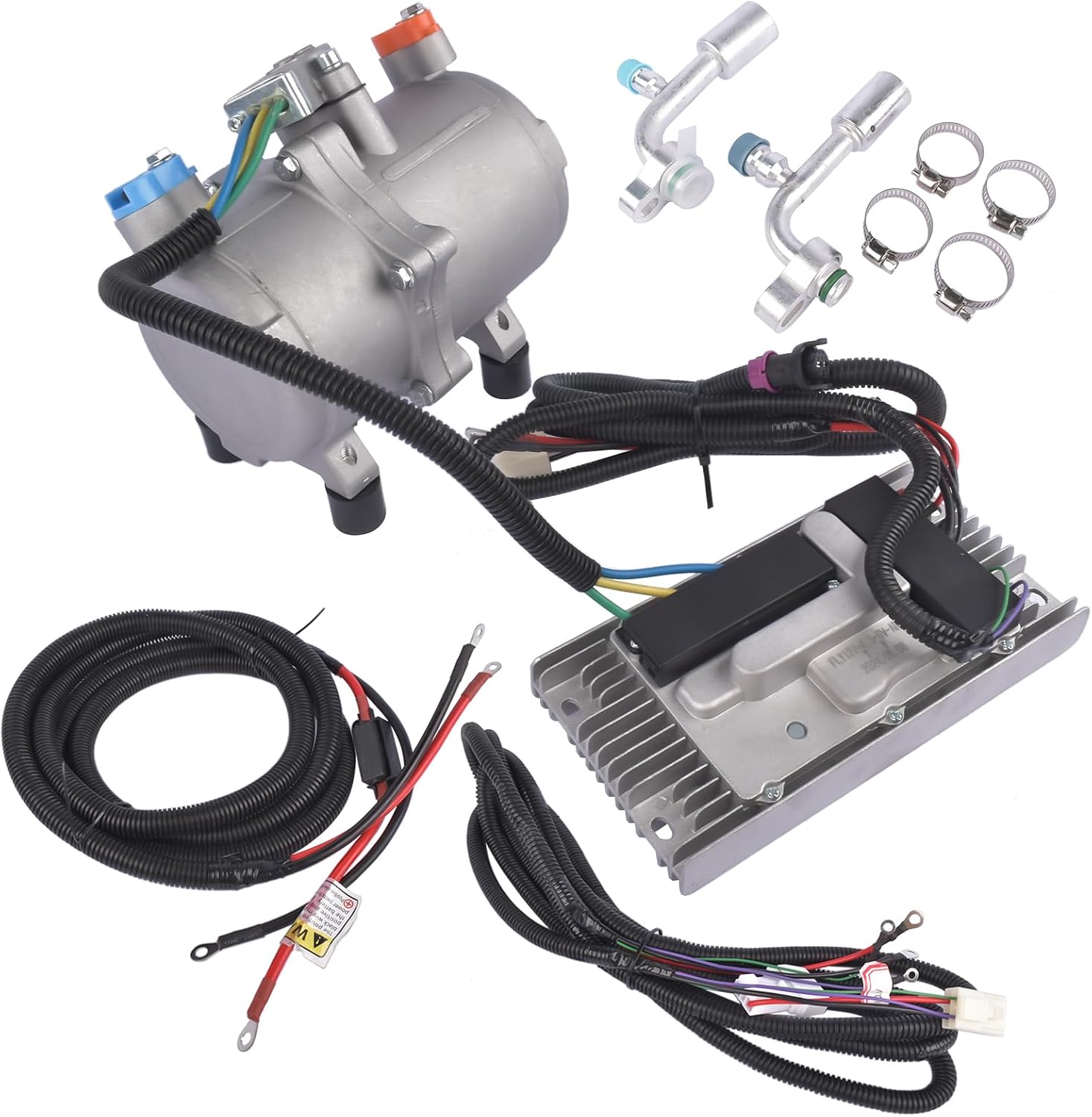 12V DC Universal Electric Air Conditioning Compressor Kit with External Control Panel Core and Long Power Cord Replacement for RVs, Campers, Trucks & Buses AKWH