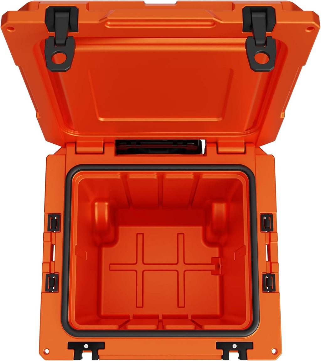 Cubix Outdoors QuadraX 46QT Wheeled Rotomolded Portable Hard Cooler for Camping, Fishing, Beach | Heavy Duty Insulated Ice Chest with Wheels and Handle | Cold Retention 5 Days