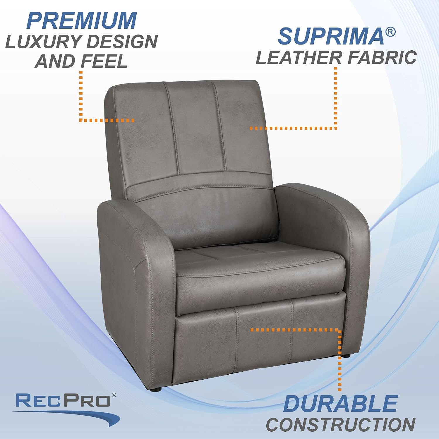 RecPro Charles RV Gaming Chair Ottoman Conversion | Built-in Storage | RV Furniture | Great for Teens for Teens | Putty