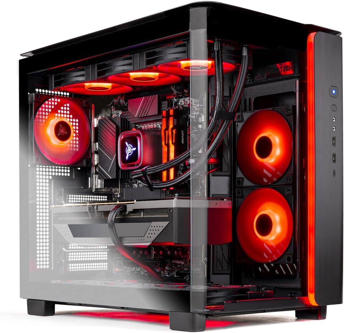 Skytech Gaming King 95 Gaming PC, AMD Ryzen 7 7800X3D 4.2GHz, AMD RX 9070XT 16GB VRAM, 1TB Gen4 NVMe SSD, 32GB DDR5 RAM 5600, 850W Gold ATX 3 PSU, 360 ARGB AIO, WI-FI 5, Windows 11, Desktop