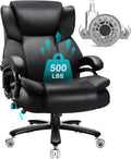 Indulgear 500lbs Big and Tall Office Chair with Dual Rubber Wheel, Heavy Duty Office Chair for Low Back Pain Relief, Large Executive Desk Chair with Adjustable Lumbar Support