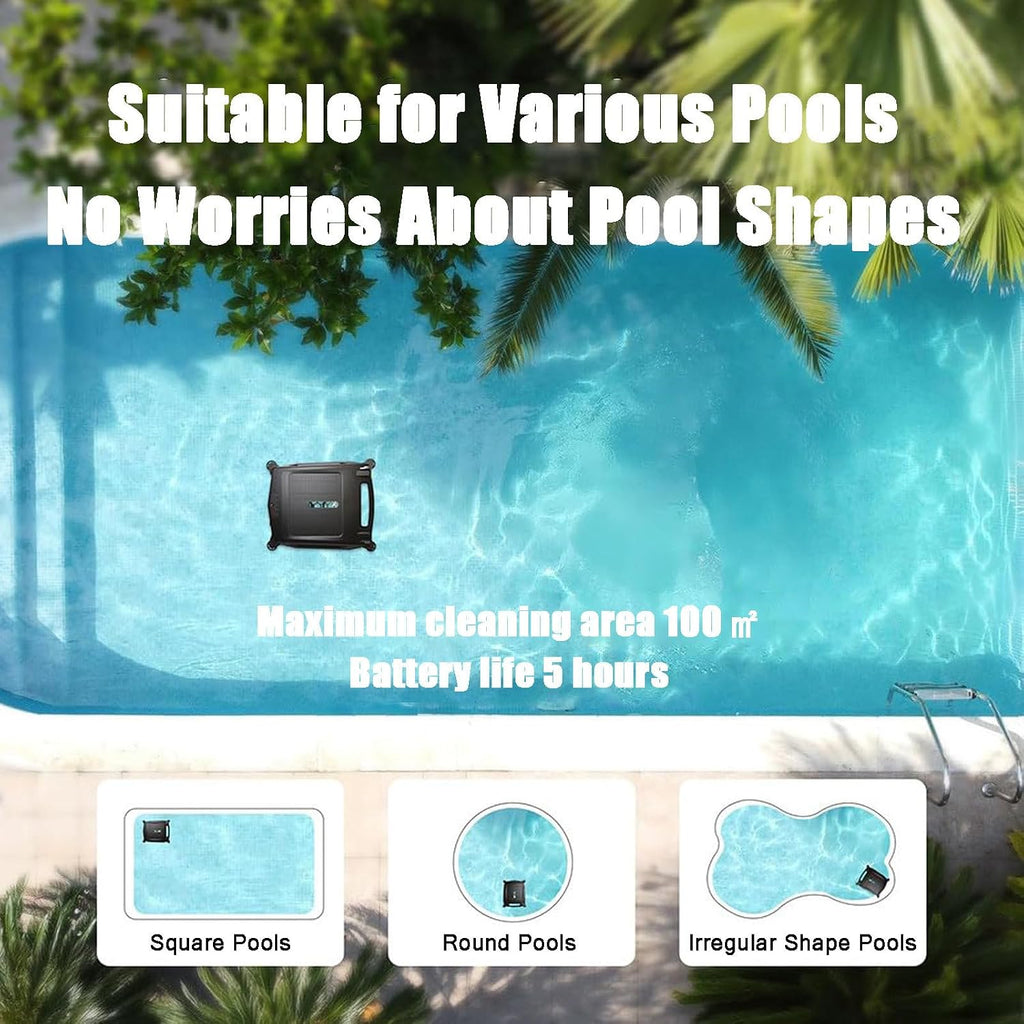 Pool Skimmer Robot with Solar Panel Automatically Design, Pool Skimmer Robotic, Twin Motors Automatic Pool Skimmer (Skimmer with Solar Panel),APP-Control
