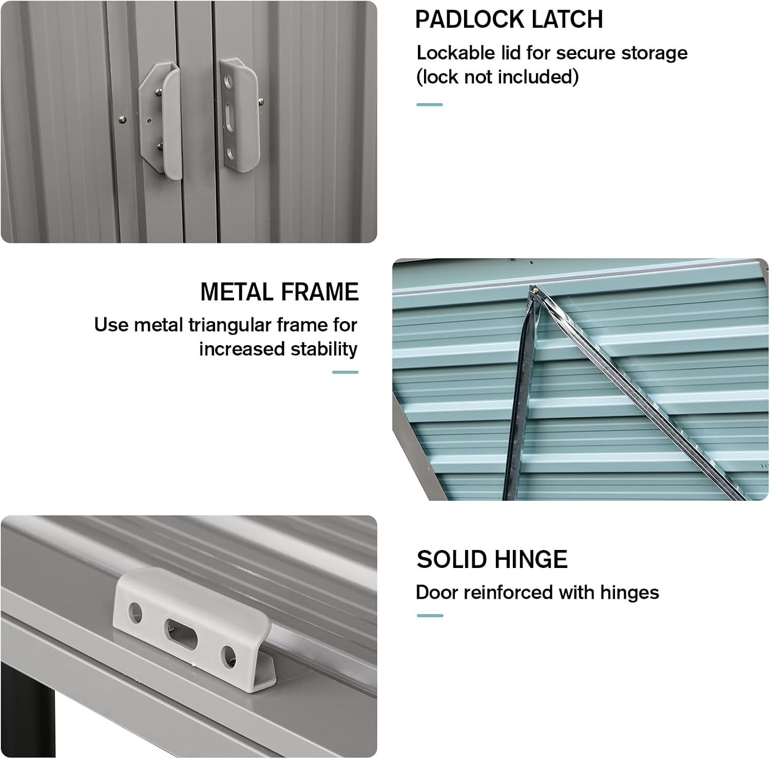 【LuckyNote】 Garbage Bin Shed Stores 2 Trash Cans Metal Outdoor Bin Shed for Garbage Storage,Stainless Galvanized Steel, Bin for Garden Yard Lawn,Grey