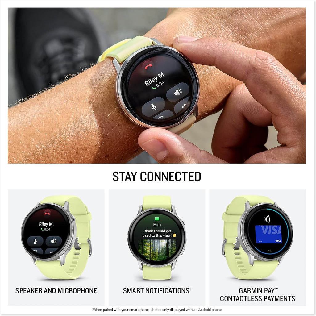 Garmin Venu 4, 45mm, Advanced Fitness and Multisport Tracker GPS Smartwatch, 1.4' AMOLED Display, Built-in Flashlight, 12 Days of Battery Life, Silver with Citron Silicone Band (Watch Bundle)
