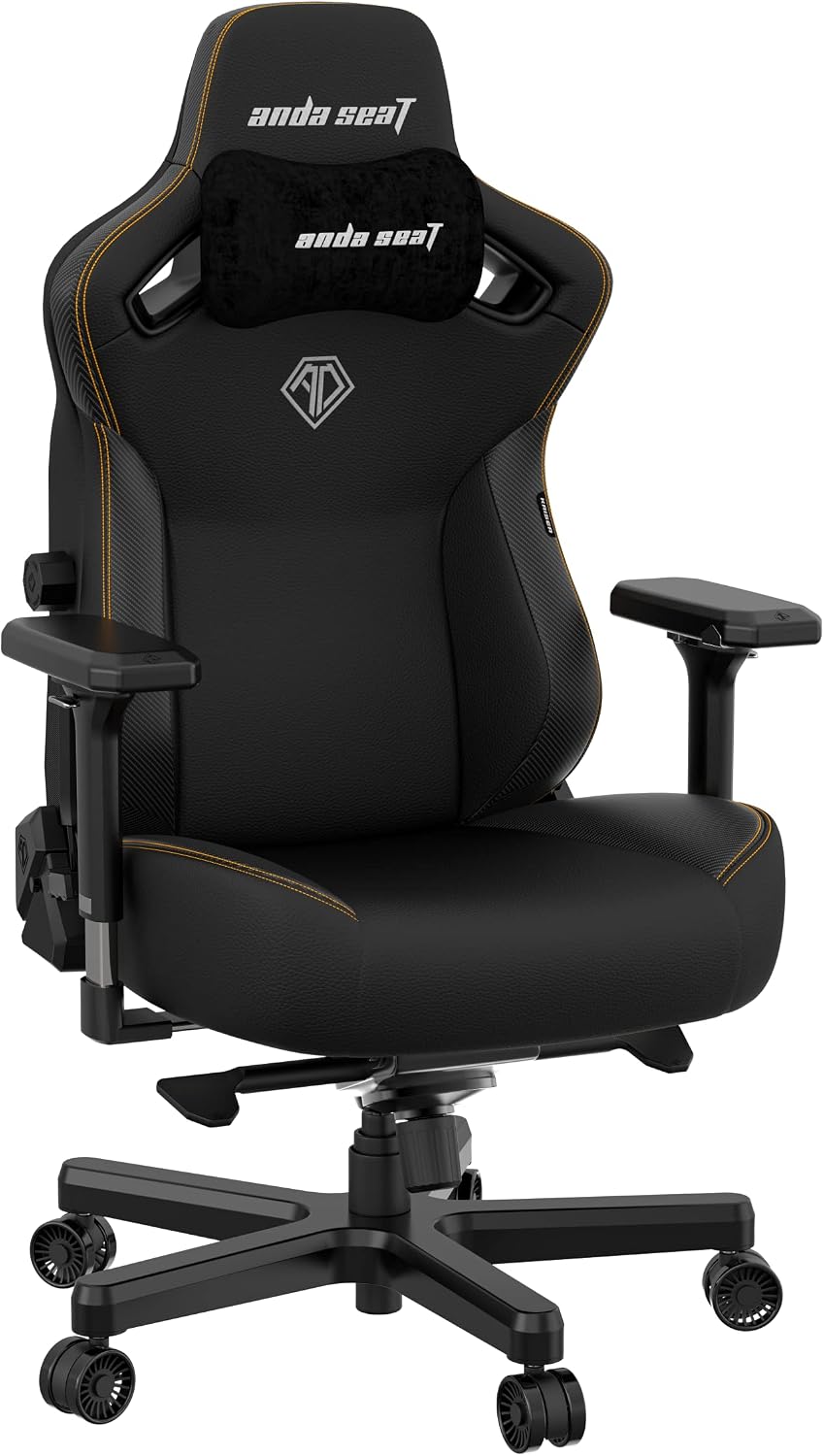 Anda Seat Kaiser 3 Large Gaming Chair for Adults - Ergonomic Black PVC Leather Gaming Seat with Lumbar Support, Comfortable Office Chair with Neck Support - Heavy Duty Wide Computer Seat