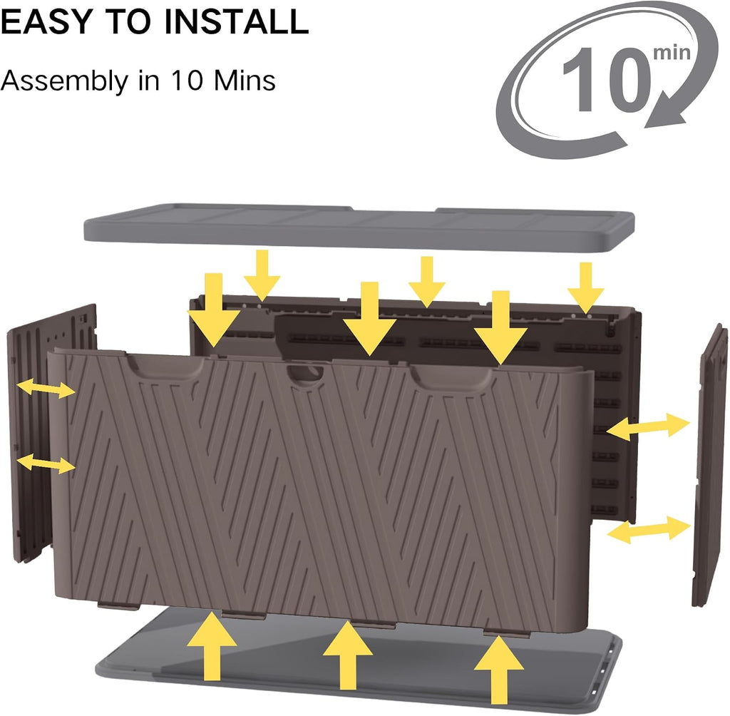 Kingdura 110 Gallon Outdoor Storage Box, Waterproof Resin Deck Box for Indoor and Outdoor Use, Lockable Storage Container for Patio Furniture Cushions Garden Tools (Coffee, 110 Gallon)